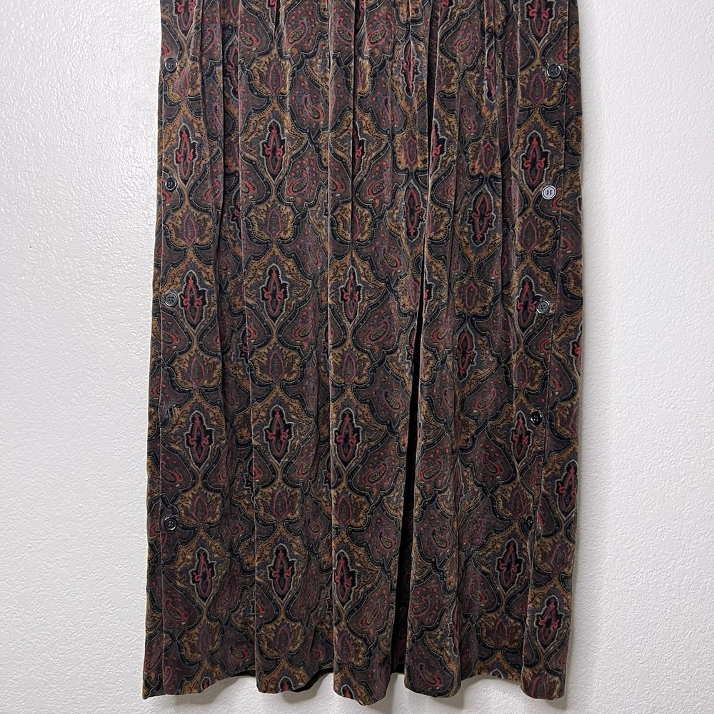 Vtg Bryn Connelly Paisley Button Side Sleeveless Dress Size 10 Corduroy Y2K Fall - Picture 4 of 11